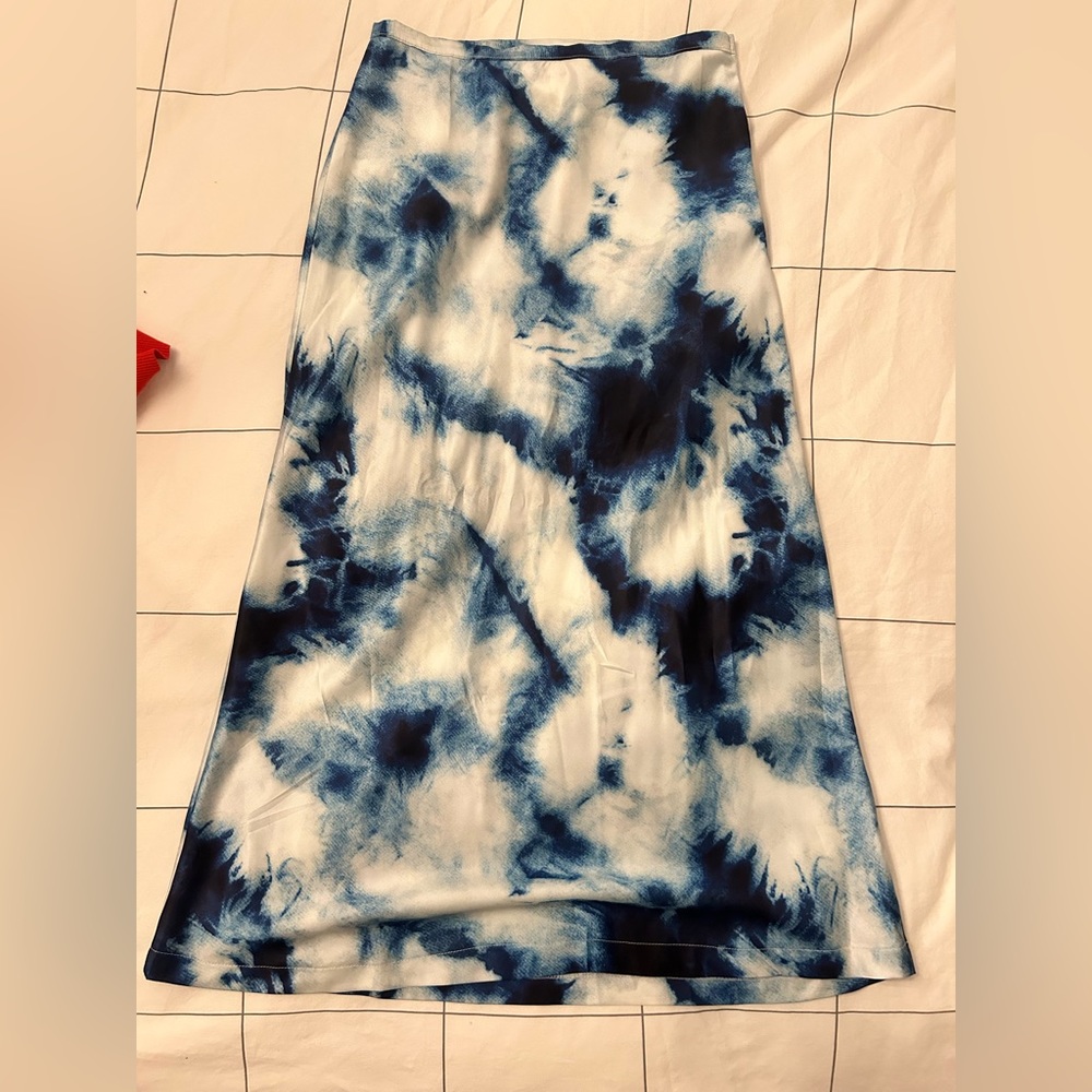 Tie dye silk midi skirt